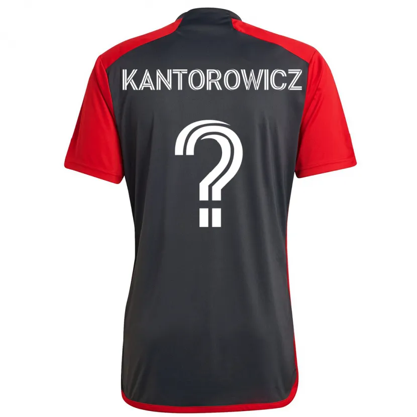 Danxen Dzieci Dominic Kantorowicz #0 Szary Czerwony Domowa Koszulka 2024/25 Koszulki Klubowe