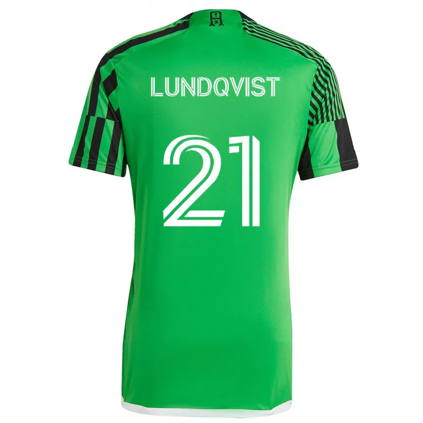 Danxen Dzieci Adam Lundqvist #21 Zielony Czarny Domowa Koszulka 2024/25 Koszulki Klubowe