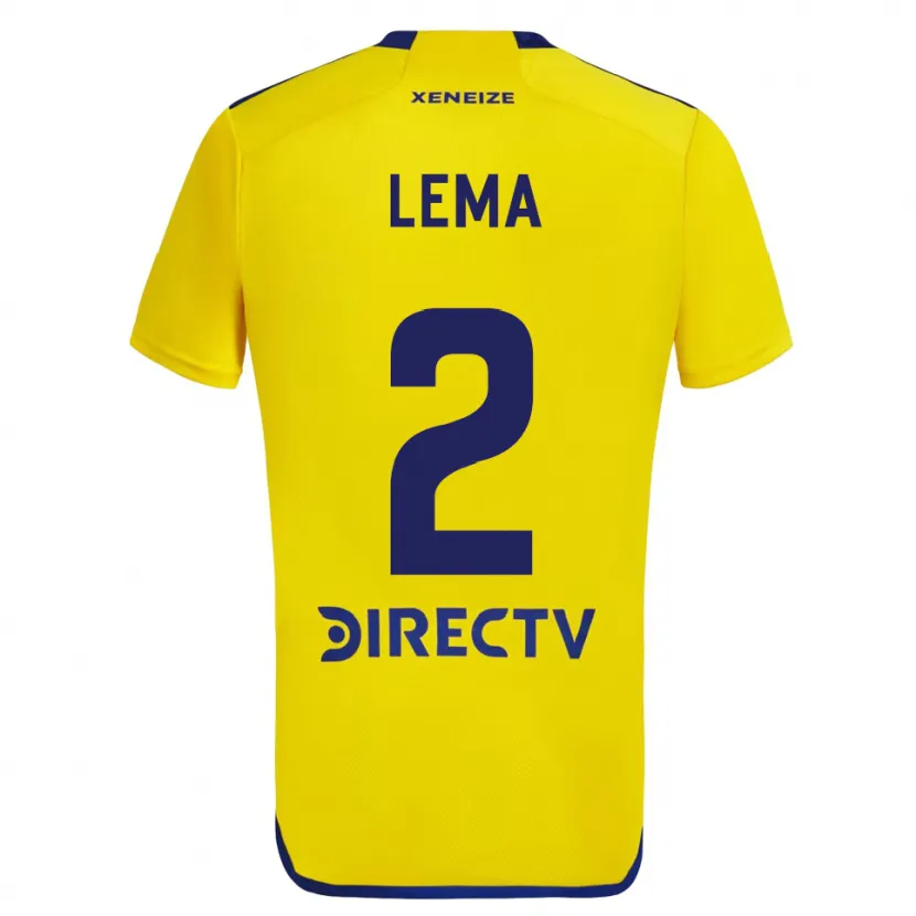 Danxen Dzieci Cristian Lema #2 Yellow Blue Wyjazdowa Koszulka 2024/25 Koszulki Klubowe