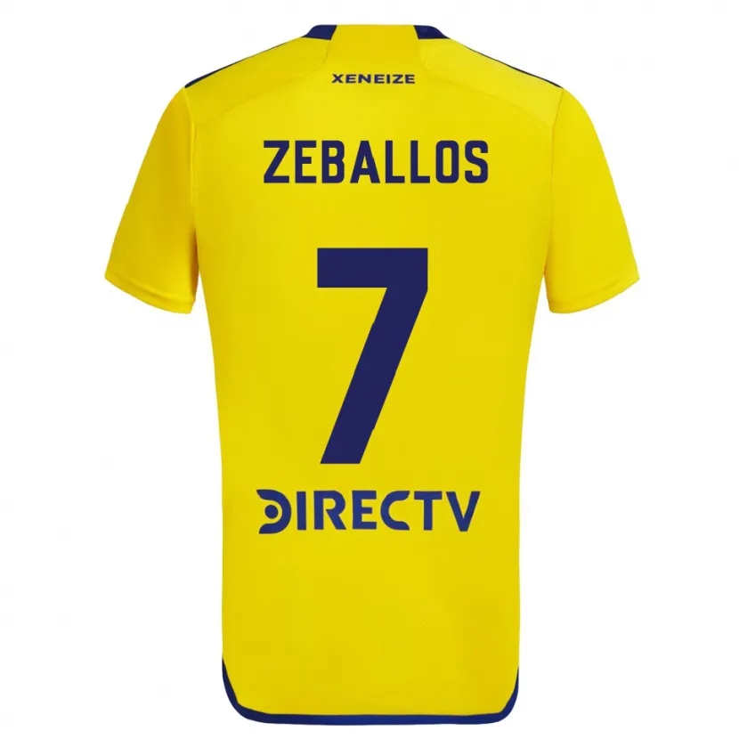 Danxen Dzieci Exequiel Zeballos #7 Yellow Blue Wyjazdowa Koszulka 2024/25 Koszulki Klubowe