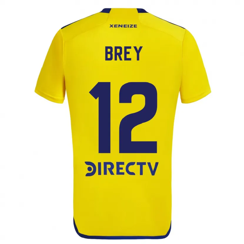 Danxen Dzieci Leandro Brey #12 Yellow Blue Wyjazdowa Koszulka 2024/25 Koszulki Klubowe