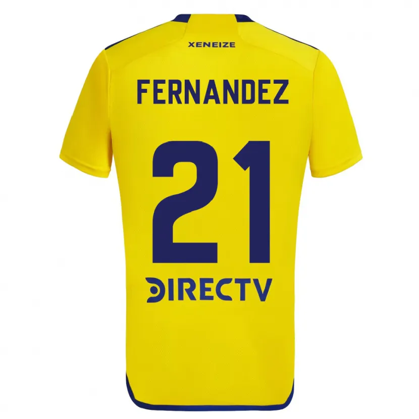 Danxen Dzieci Ezequiel Fernández #21 Yellow Blue Wyjazdowa Koszulka 2024/25 Koszulki Klubowe