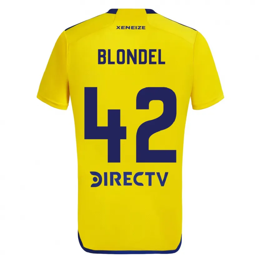 Danxen Dzieci Lucas Blondel #42 Yellow Blue Wyjazdowa Koszulka 2024/25 Koszulki Klubowe