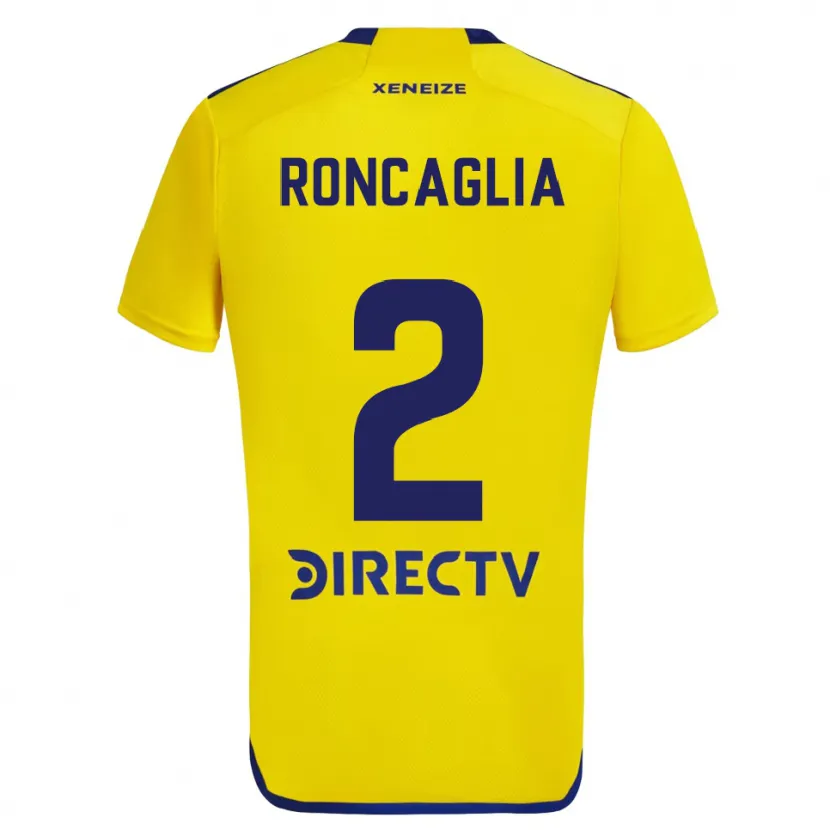 Danxen Dzieci Facundo Roncaglia #2 Yellow Blue Wyjazdowa Koszulka 2024/25 Koszulki Klubowe