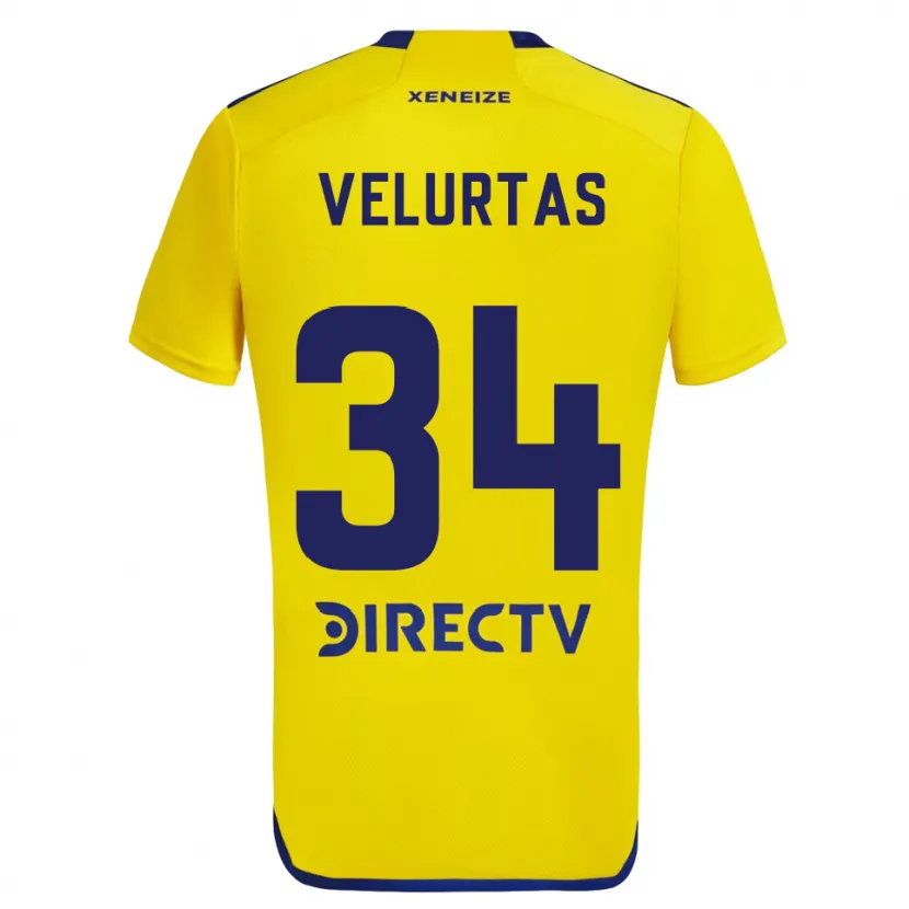 Danxen Dzieci Pedro Velurtas #34 Yellow Blue Wyjazdowa Koszulka 2024/25 Koszulki Klubowe