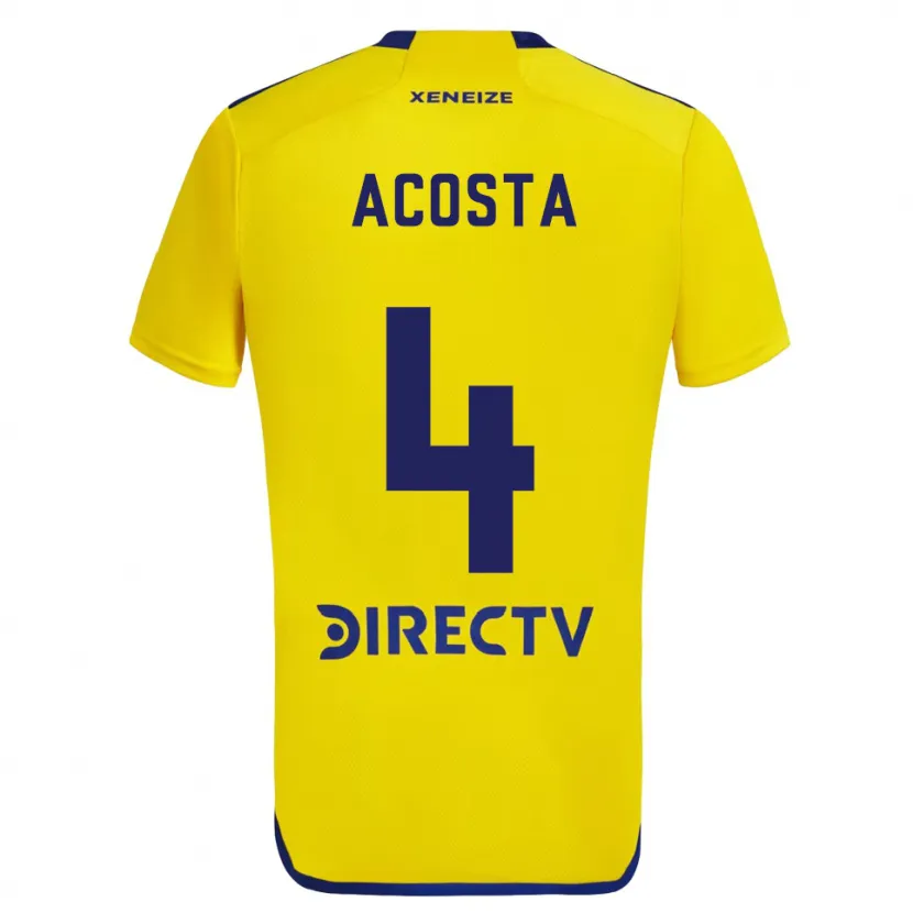 Danxen Dzieci Natan Acosta #4 Yellow Blue Wyjazdowa Koszulka 2024/25 Koszulki Klubowe