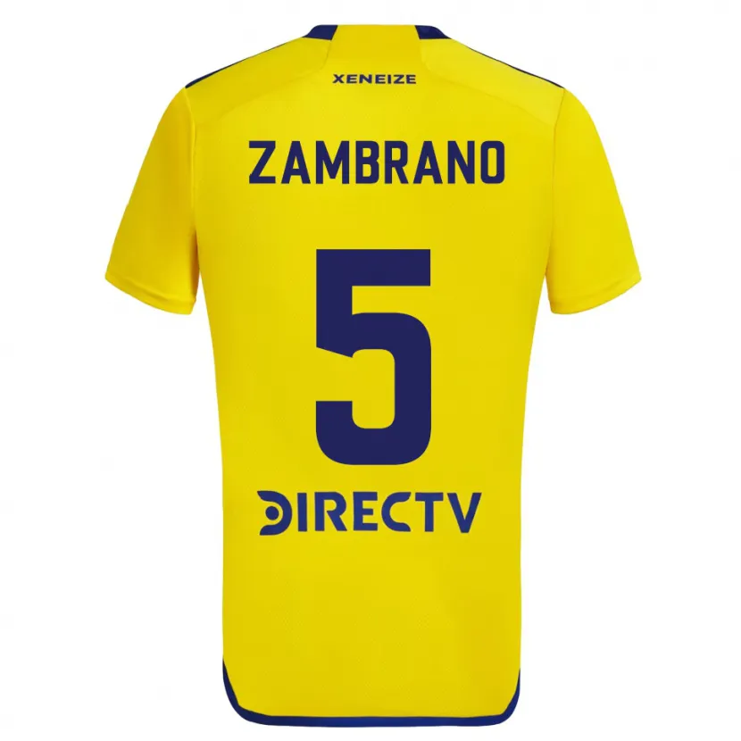 Danxen Dzieci Carlos Zambrano #5 Yellow Blue Wyjazdowa Koszulka 2024/25 Koszulki Klubowe