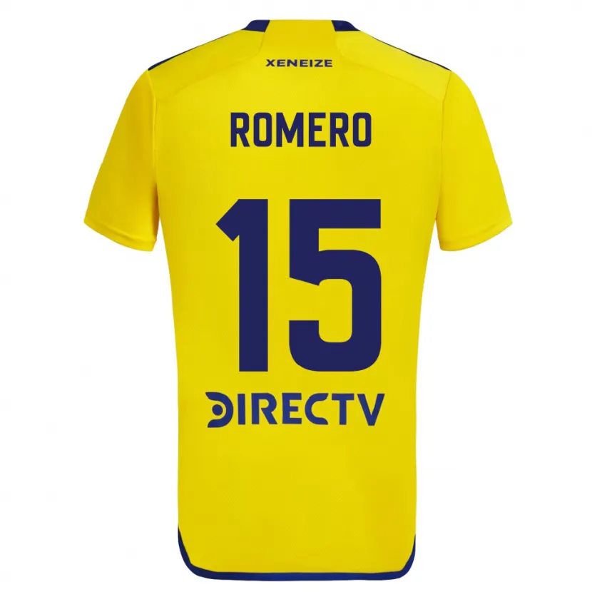 Danxen Męski Alejo Romero #15 Yellow Blue Wyjazdowa Koszulka 2024/25 Koszulki Klubowe