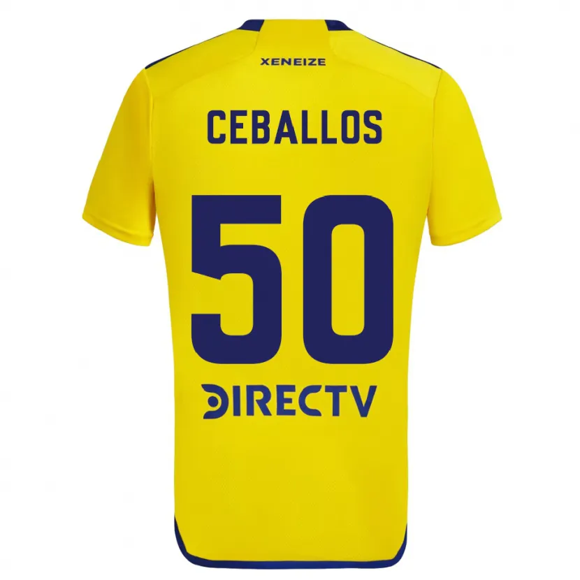 Danxen Kobiety Julián Ceballos #50 Yellow Blue Wyjazdowa Koszulka 2024/25 Koszulki Klubowe