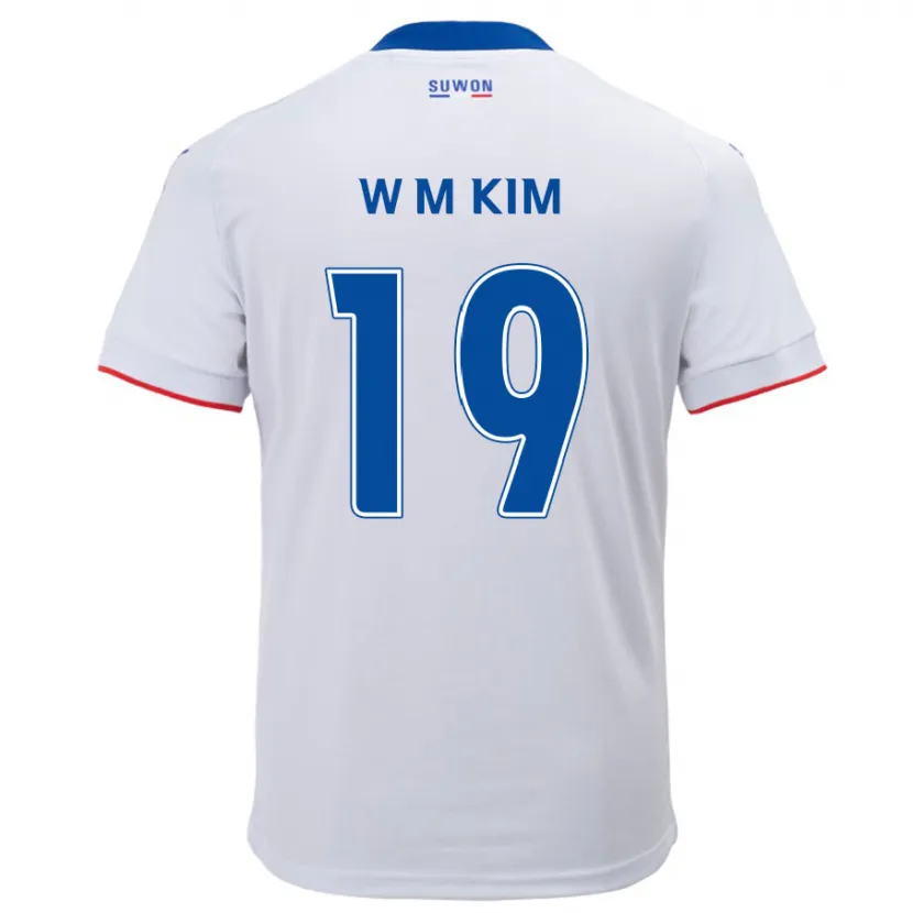 Danxen Dzieci Min-Woo Kim #19 Biało Niebieski Wyjazdowa Koszulka 2024/25 Koszulki Klubowe