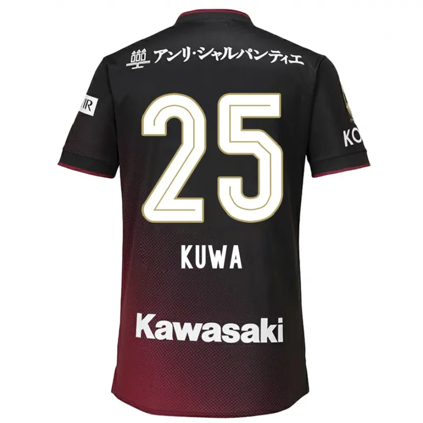 Danxen Kobiety Yuya Kuwasaki #25 Czarny Czerwony Domowa Koszulka 2024/25 Koszulki Klubowe