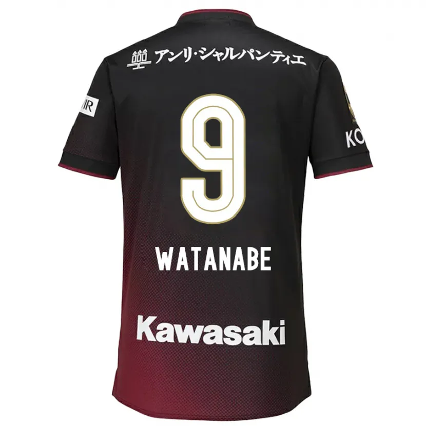 Danxen Kobiety Hayato Watanabe #9 Czarny Czerwony Domowa Koszulka 2024/25 Koszulki Klubowe