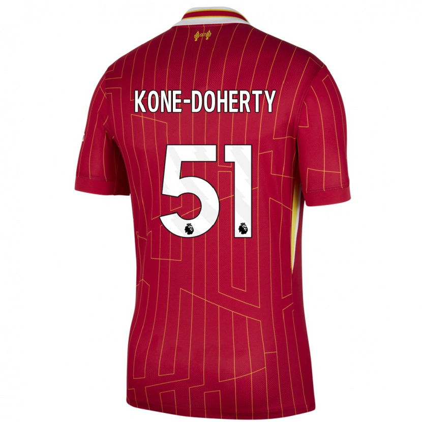 Danxen Dzieci Trent Kone-Doherty #51 Czerwony Żółty Biały Domowa Koszulka 2024/25 Koszulki Klubowe