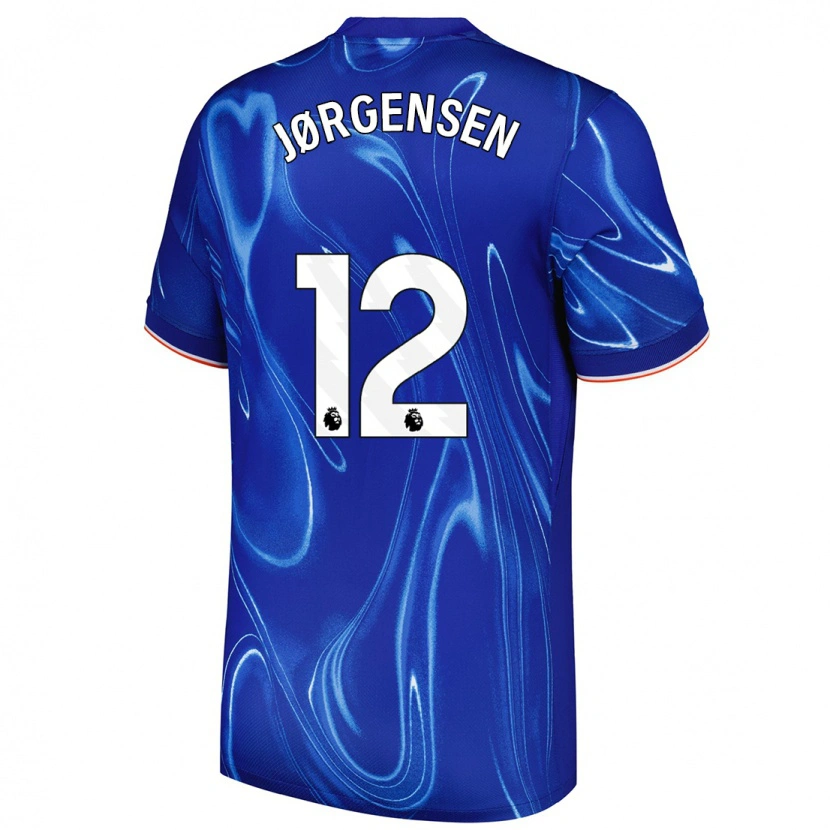 Danxen Dzieci Filip Jørgensen #12 Niebieski Biały Domowa Koszulka 2024/25 Koszulki Klubowe