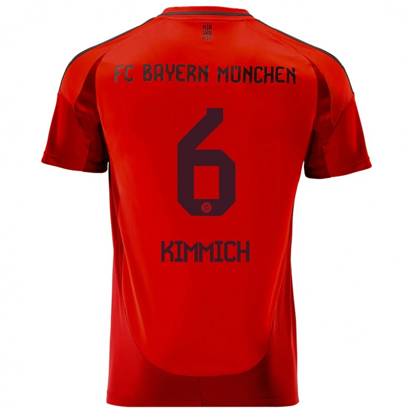 Danxen Dzieci Joshua Kimmich #6 Czerwony Domowa Koszulka 2024/25 Koszulki Klubowe