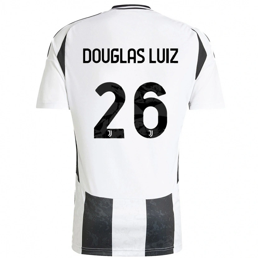 Danxen Dzieci Douglas Luiz #26 Biały Czarny Domowa Koszulka 2024/25 Koszulki Klubowe