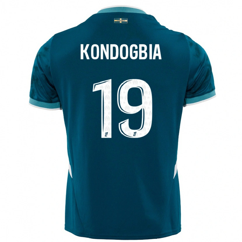 Danxen Dzieci Geoffrey Kondogbia #19 Turkusowy Niebieski Wyjazdowa Koszulka 2024/25 Koszulki Klubowe