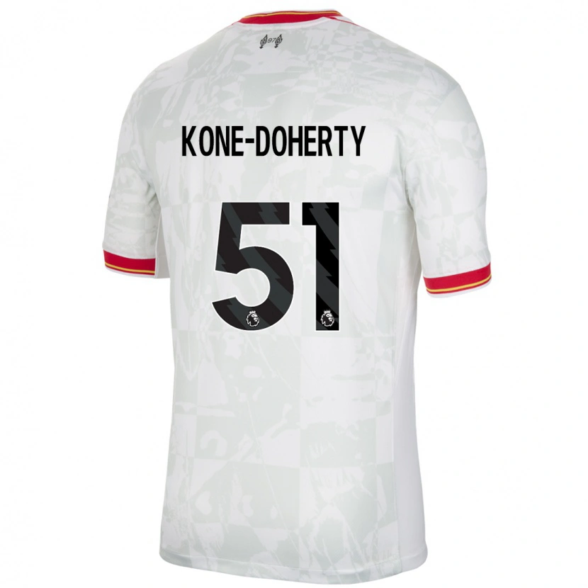 Danxen Dzieci Trent Kone-Doherty #51 Biały Czerwony Czarny Trzeci Komplet Koszulka 2024/25 Koszulki Klubowe