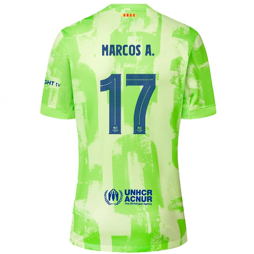 Danxen Dzieci Marcos Alonso #17 Limonkowy Trzeci Komplet Koszulka 2024/25 Koszulki Klubowe