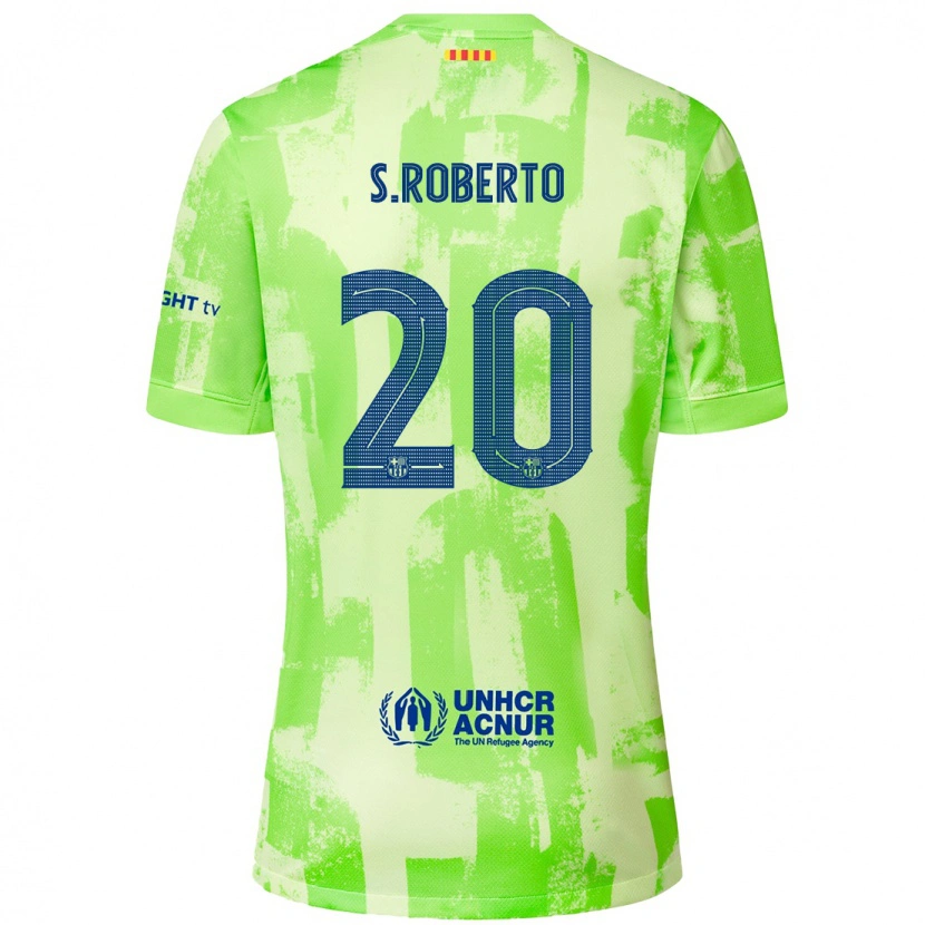 Danxen Dzieci Sergi Roberto #20 Limonkowy Trzeci Komplet Koszulka 2024/25 Koszulki Klubowe