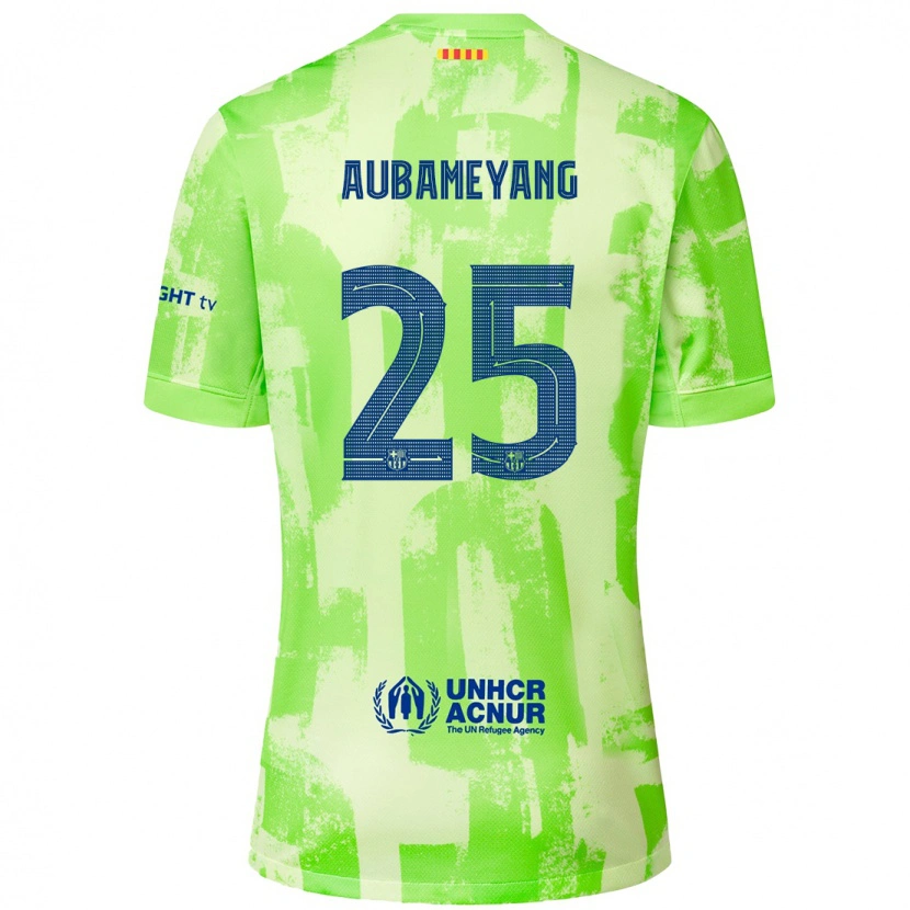 Danxen Dzieci Pierre Emerick Aubameyang #25 Limonkowy Trzeci Komplet Koszulka 2024/25 Koszulki Klubowe