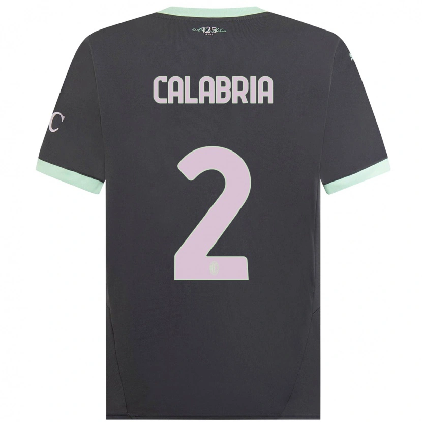 Danxen Dzieci Davide Calabria #2 Szary Trzeci Komplet Koszulka 2024/25 Koszulki Klubowe