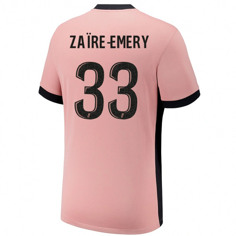 Danxen Dzieci Warren Zaïre-Emery #33 Rdzawy Róż Trzeci Komplet Koszulka 2024/25 Koszulki Klubowe