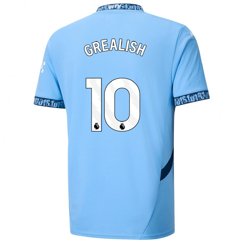 Danxen Męski Jack Grealish #10 Granatowy Domowa Koszulka 2024/25 Koszulki Klubowe