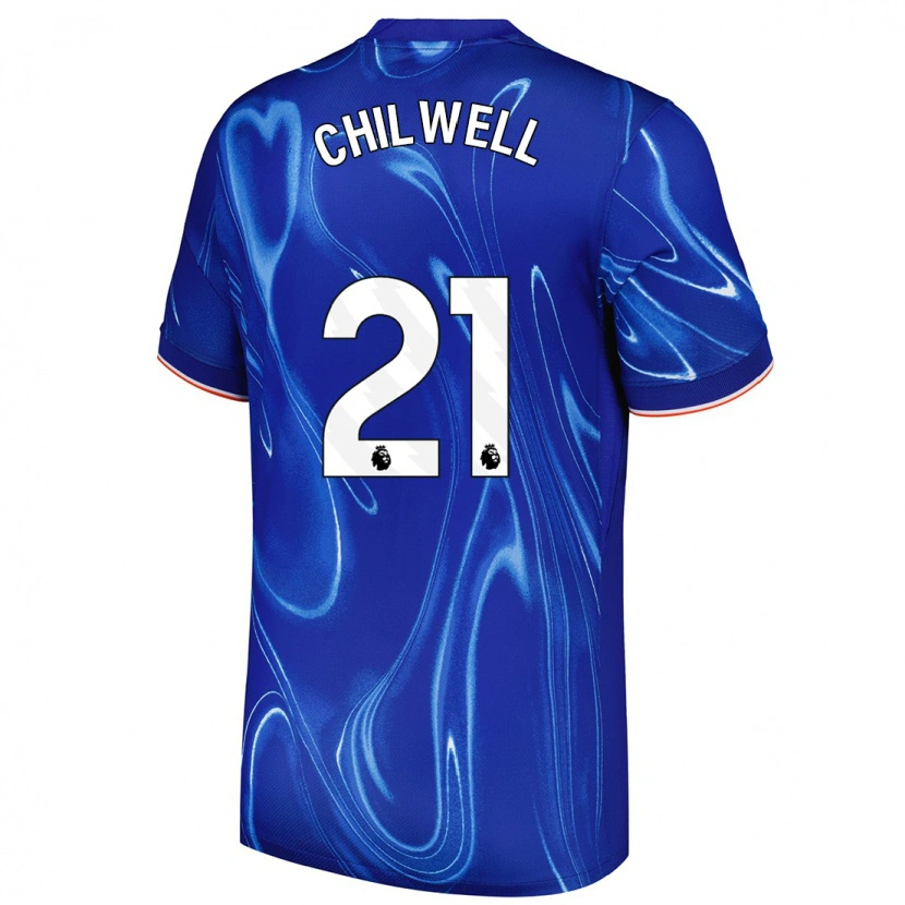 Danxen Męski Ben Chilwell #21 Niebieski Biały Domowa Koszulka 2024/25 Koszulki Klubowe