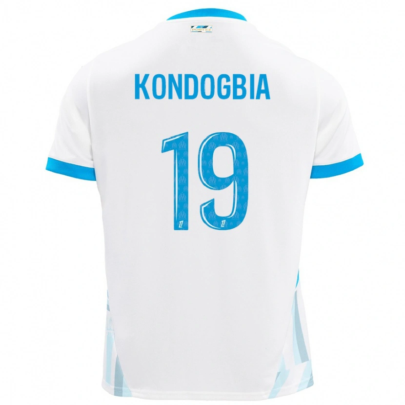 Danxen Męski Geoffrey Kondogbia #19 Biały Błękitny Domowa Koszulka 2024/25 Koszulki Klubowe