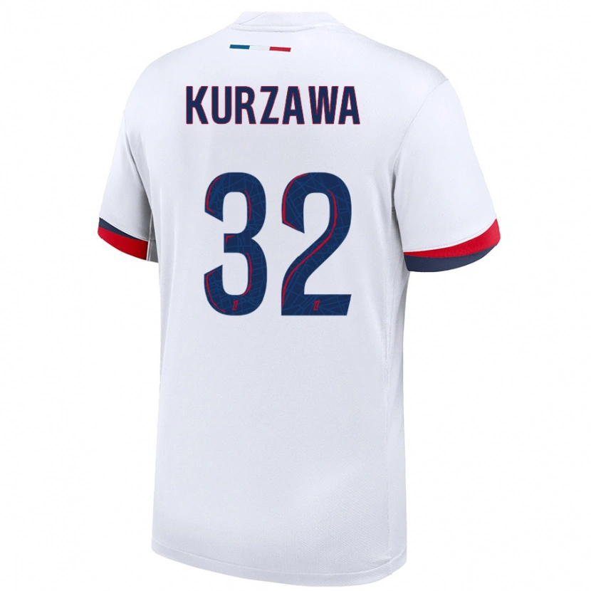 Danxen Męski Layvin Kurzawa #32 Biały Niebieski Czerwony Wyjazdowa Koszulka 2024/25 Koszulki Klubowe