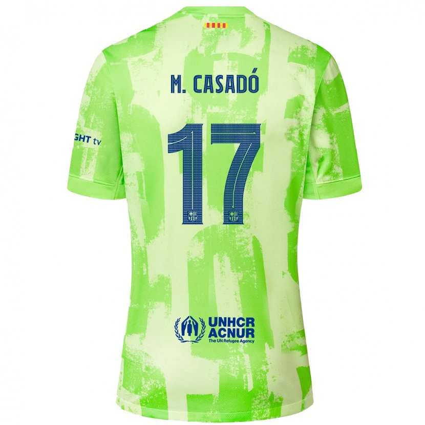 Danxen Męski Marc Casadó #17 Limonkowy Trzeci Komplet Koszulka 2024/25 Koszulki Klubowe