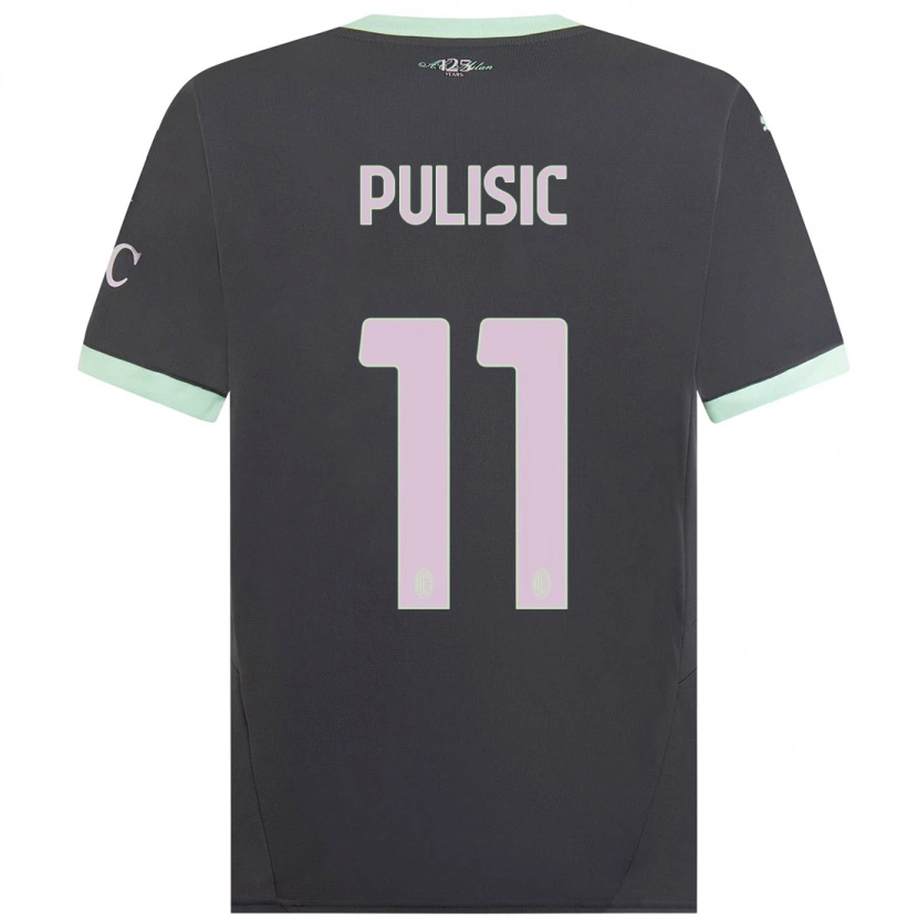 Danxen Męski Christian Pulisic #11 Szary Trzeci Komplet Koszulka 2024/25 Koszulki Klubowe