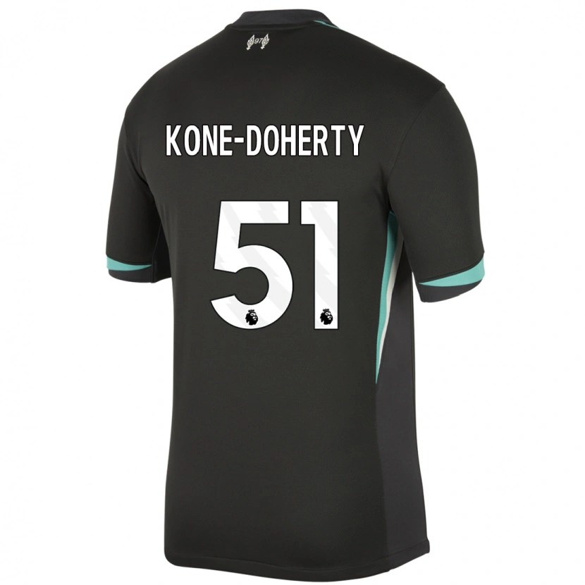 Danxen Kobiety Trent Kone-Doherty #51 Czarny Antracytowy Biały Wyjazdowa Koszulka 2024/25 Koszulki Klubowe