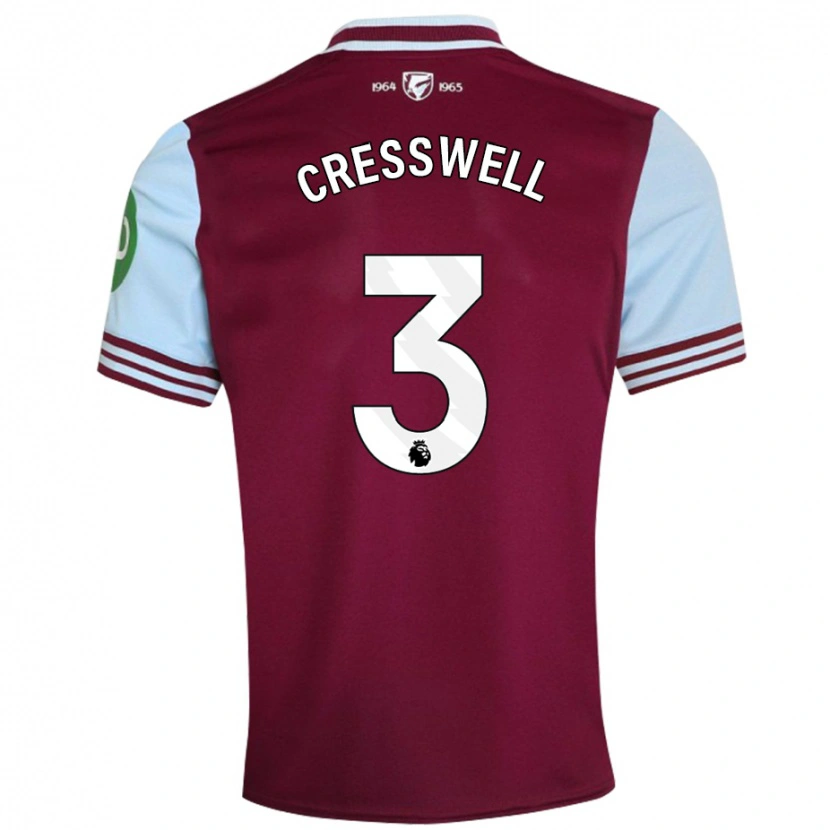 Danxen Dzieci Aaron Cresswell #3 Ciemnoczerwony Domowa Koszulka 2024/25 Koszulki Klubowe