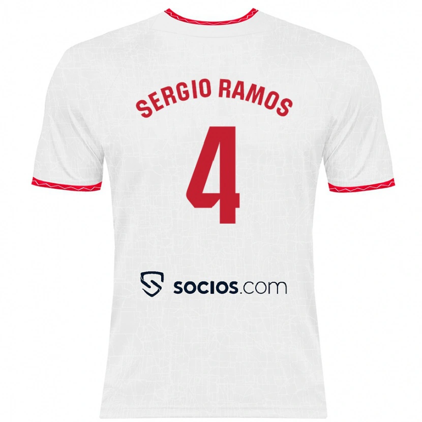 Danxen Dzieci Sergio Ramos #4 Biały Czerwony Domowa Koszulka 2024/25 Koszulki Klubowe