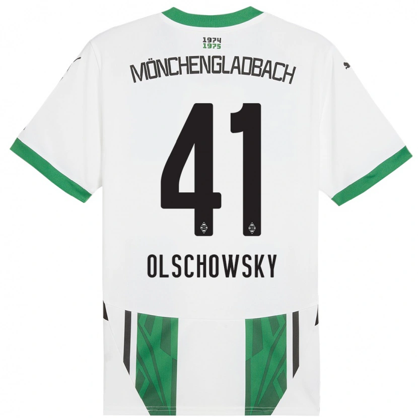 Danxen Dzieci Jan Olschowsky #41 Biały Zielony Domowa Koszulka 2024/25 Koszulki Klubowe