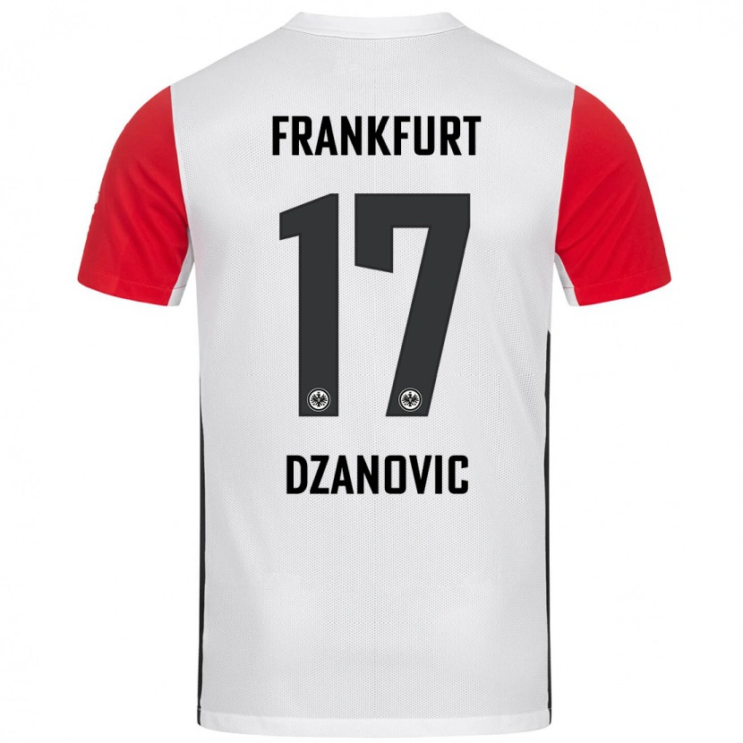 Danxen Dzieci Benjamin Dzanovic #17 Biały Czerwony Domowa Koszulka 2024/25 Koszulki Klubowe