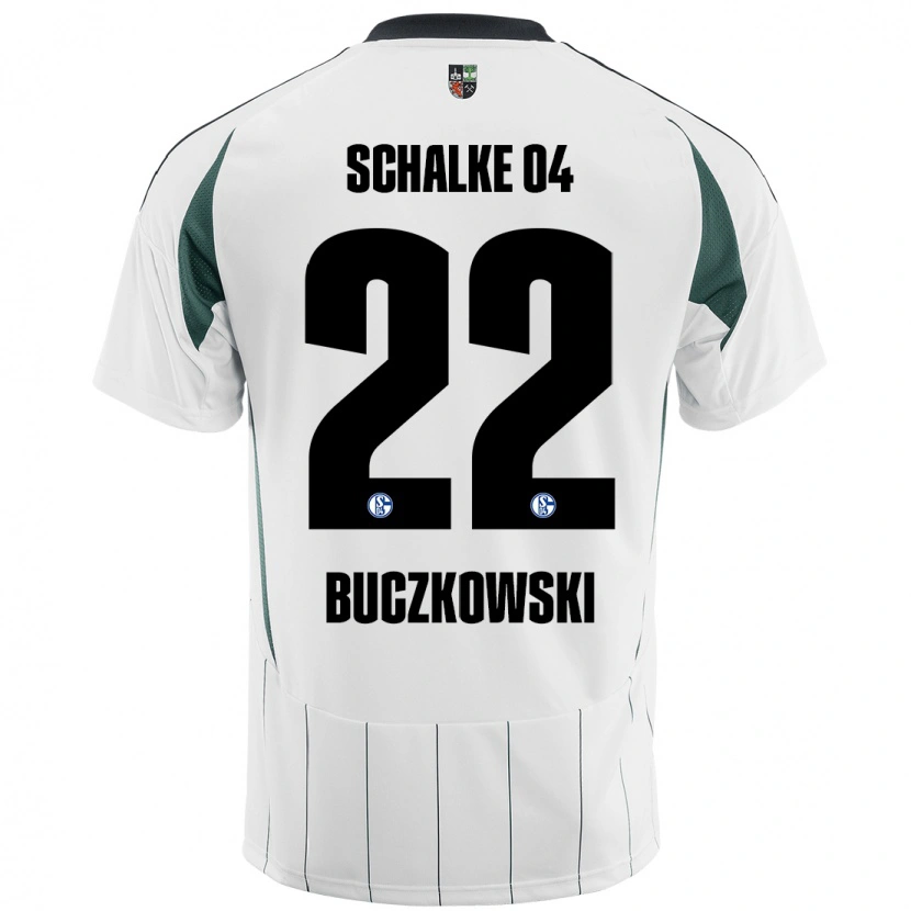 Danxen Dzieci Philip Buczkowski #22 Biały Zielony Wyjazdowa Koszulka 2024/25 Koszulki Klubowe