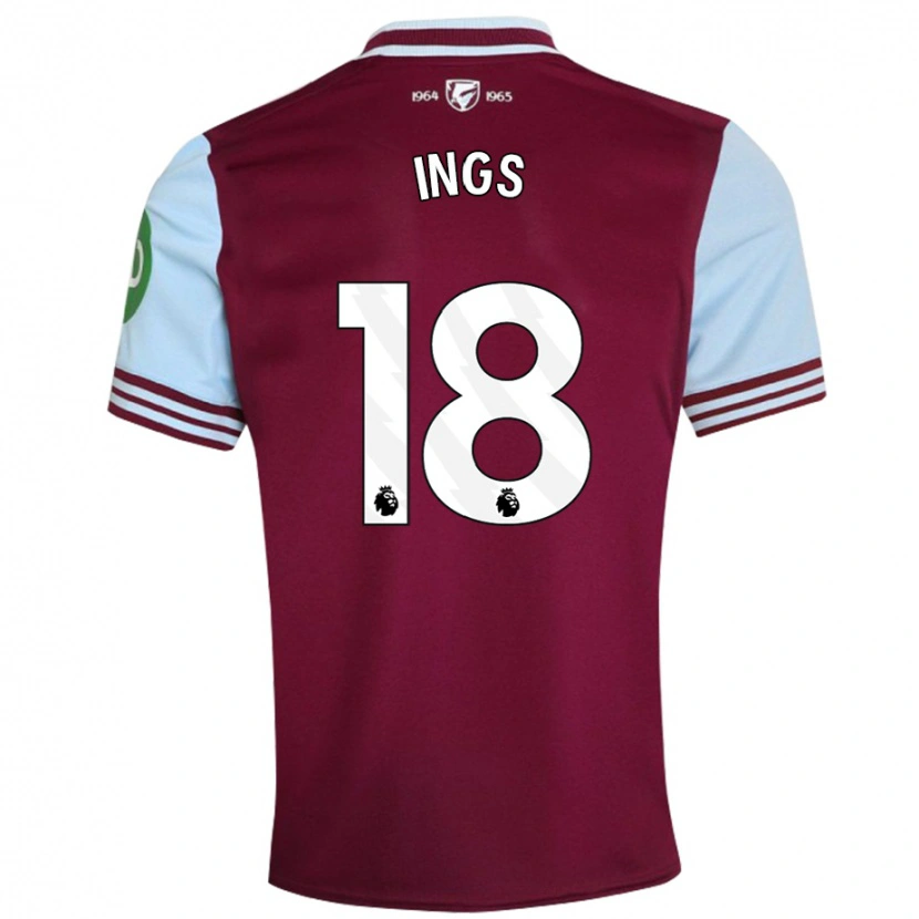 Danxen Męski Danny Ings #18 Ciemnoczerwony Domowa Koszulka 2024/25 Koszulki Klubowe