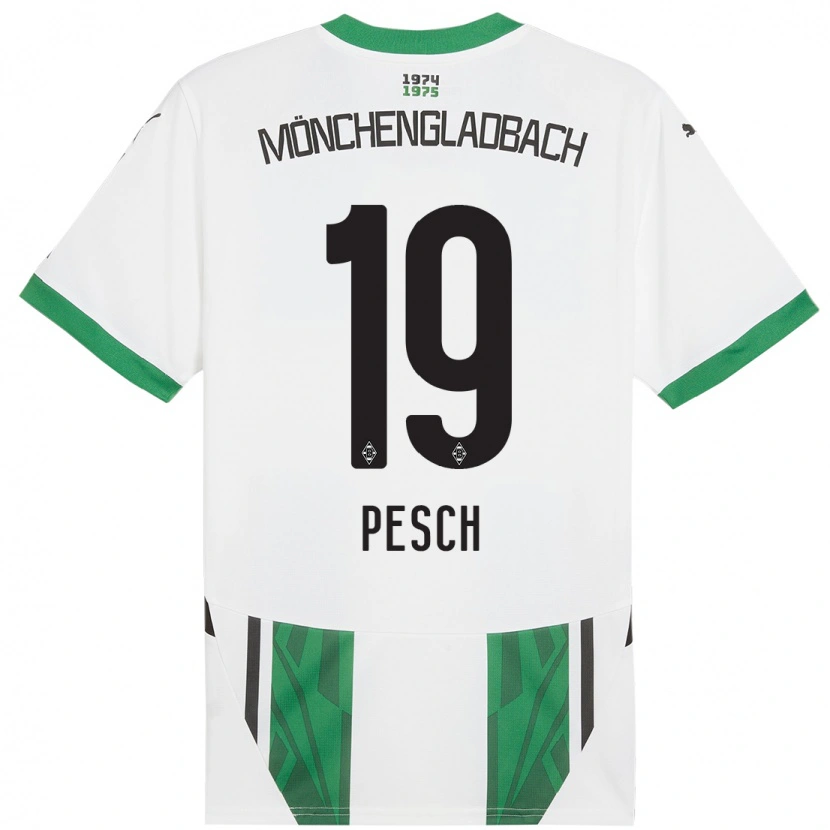 Danxen Męski Noah Pesch #19 Biały Zielony Domowa Koszulka 2024/25 Koszulki Klubowe