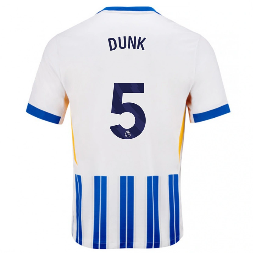 Danxen Kobiety Lewis Dunk #5 Biały Niebieski Prążki Domowa Koszulka 2024/25 Koszulki Klubowe