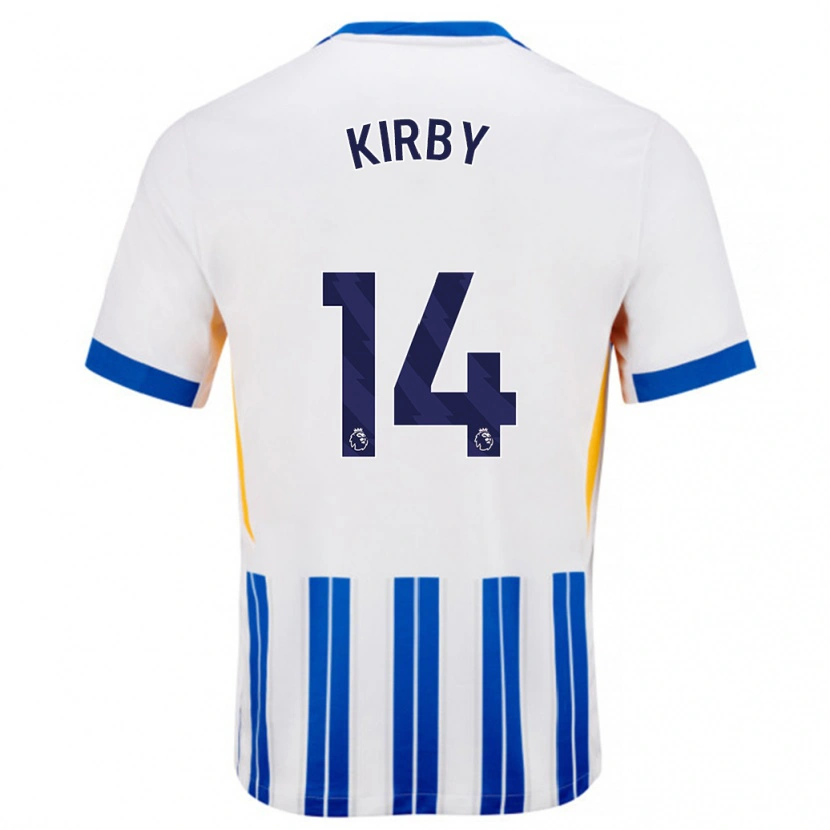 Danxen Kobiety Fran Kirby #14 Biały Niebieski Prążki Domowa Koszulka 2024/25 Koszulki Klubowe