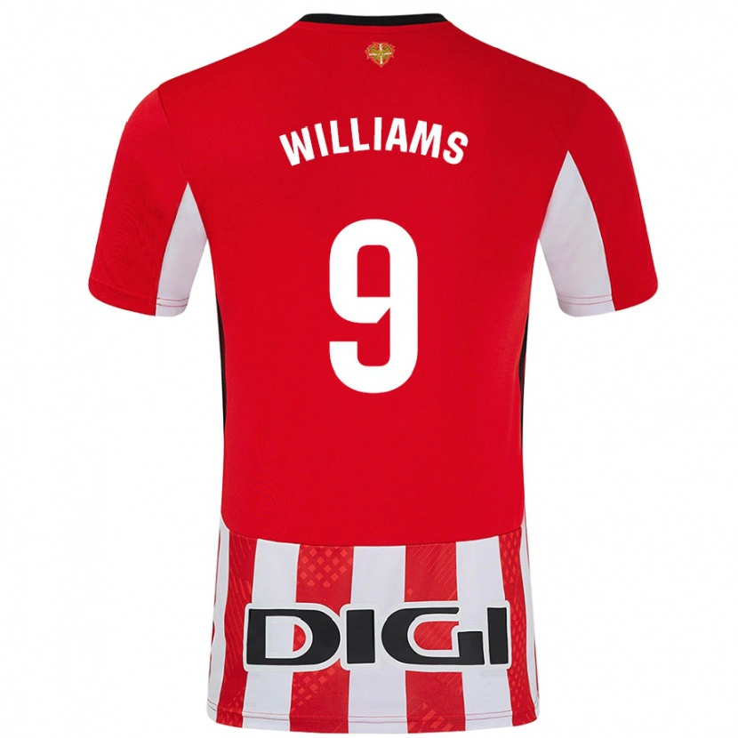 Danxen Kobiety Iñaki Williams #9 Czerwony Biały Domowa Koszulka 2024/25 Koszulki Klubowe