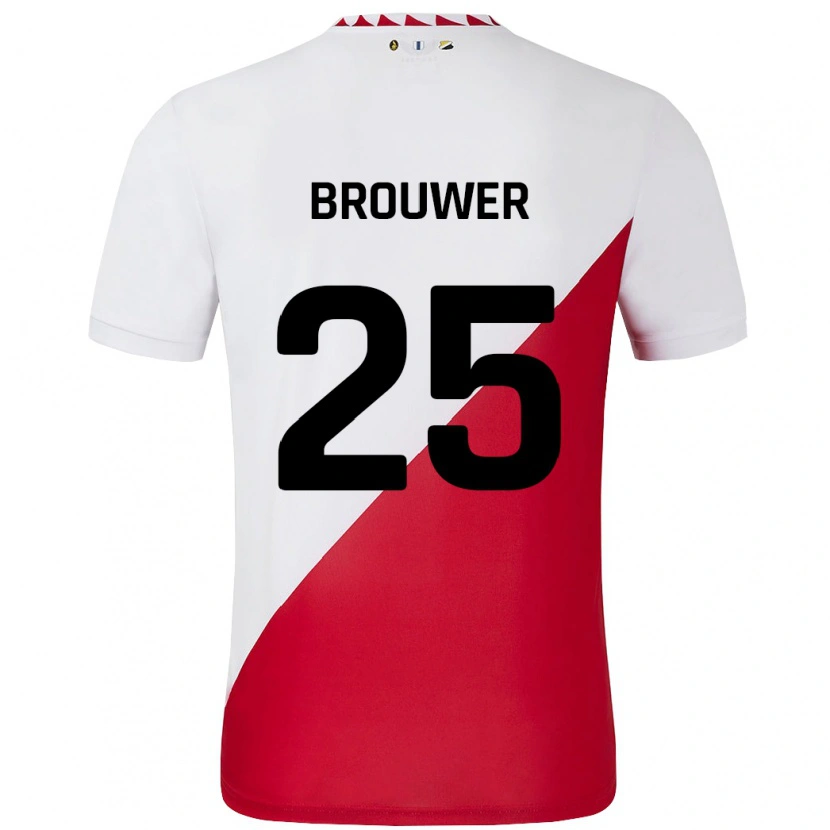 Danxen Dzieci Michael Brouwer #25 Biało-Czerwony Domowa Koszulka 2024/25 Koszulki Klubowe