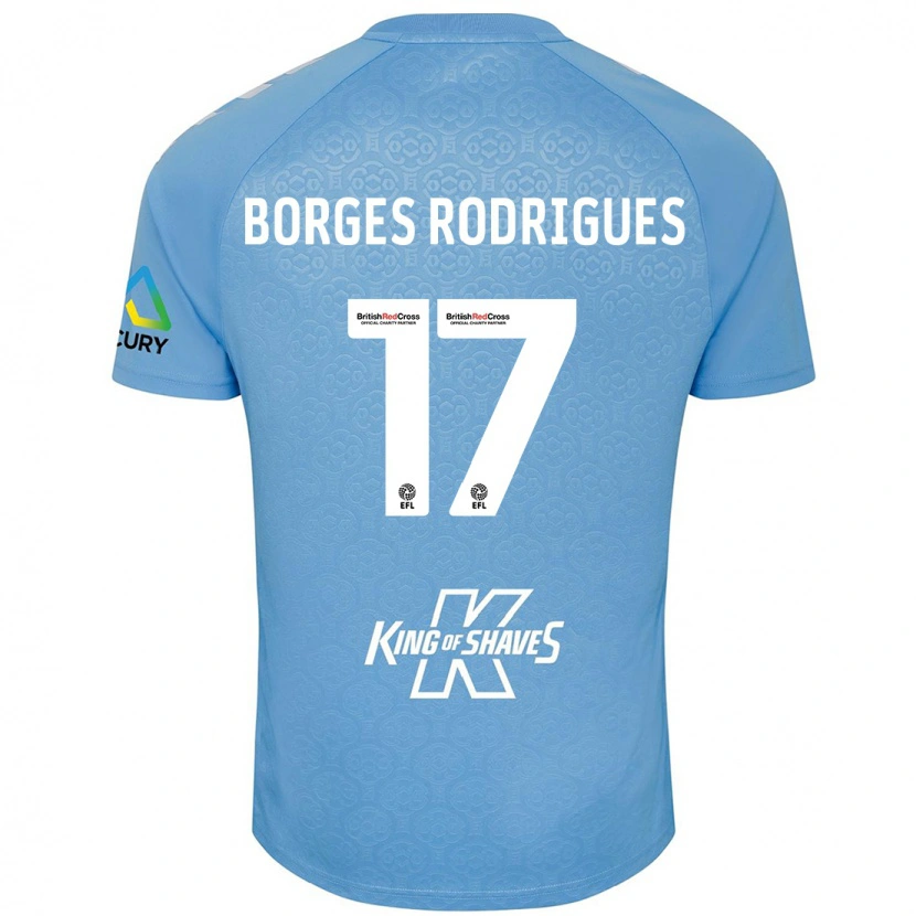 Danxen Dzieci Raphael Borges Rodrigues #17 Niebieski Biały Domowa Koszulka 2024/25 Koszulki Klubowe