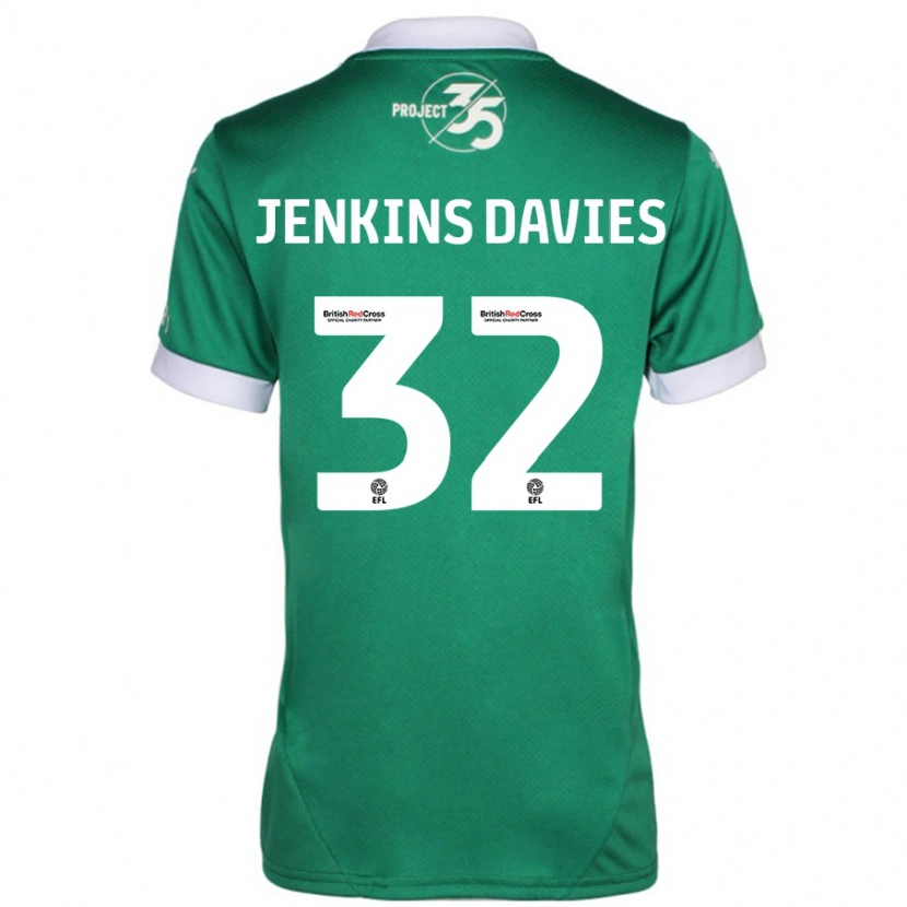 Danxen Dzieci Will Jenkins-Davies #32 Zielony Biały Domowa Koszulka 2024/25 Koszulki Klubowe