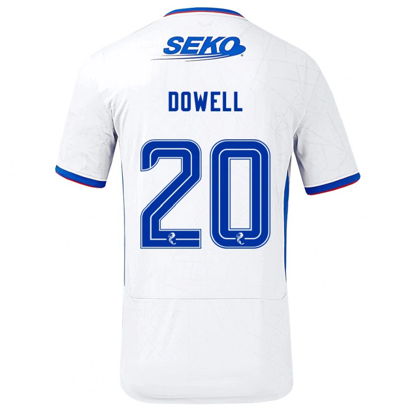 Danxen Dzieci Kieran Dowell #20 Biały Niebieski Wyjazdowa Koszulka 2024/25 Koszulki Klubowe