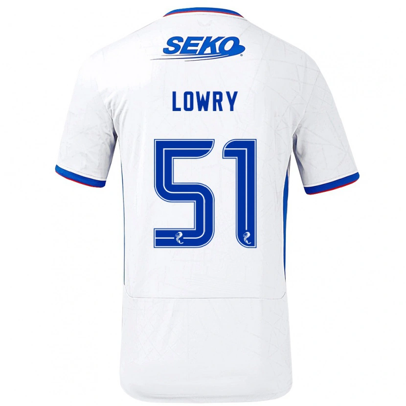 Danxen Dzieci Alex Lowry #51 Biały Niebieski Wyjazdowa Koszulka 2024/25 Koszulki Klubowe