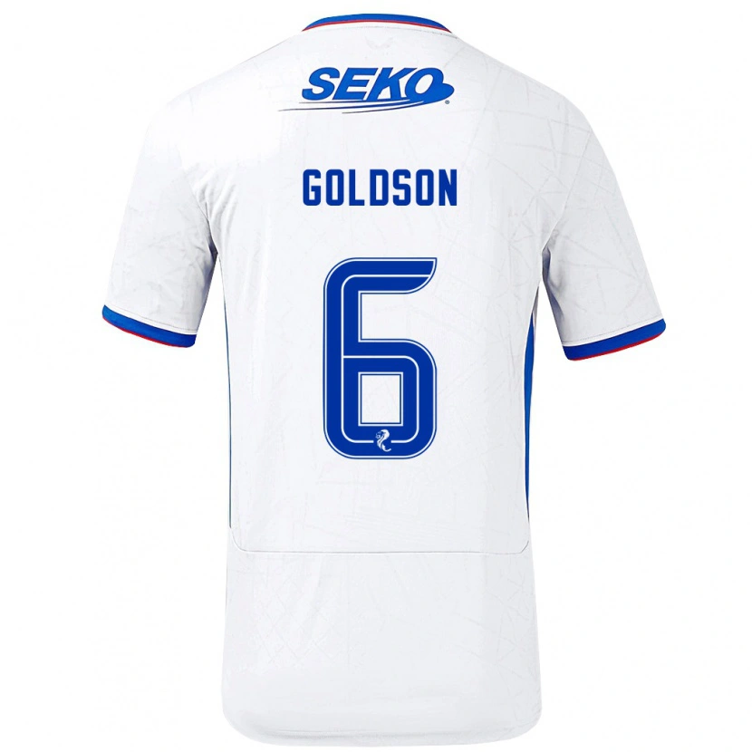 Danxen Dzieci Connor Goldson #6 Biały Niebieski Wyjazdowa Koszulka 2024/25 Koszulki Klubowe